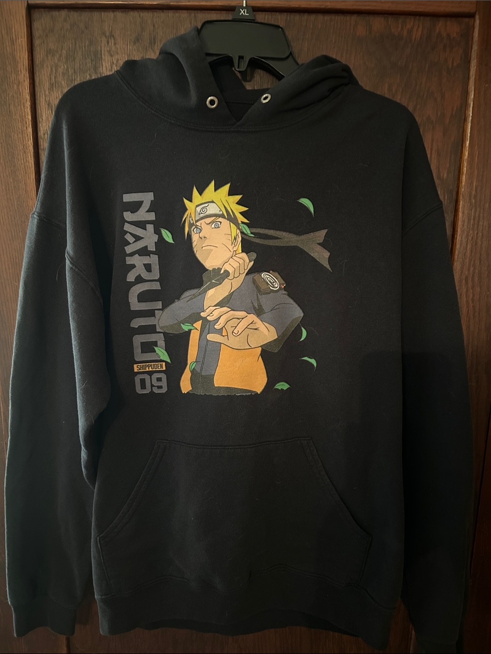 Naruto Graphic Black Hoodie - Men's Anime Pullover